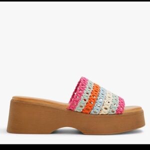 ALDO Yassu Woven Slide Chunky Heel Clog Slide Bright  Colors Size 7.5 Pre-owned.